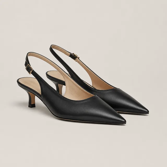 Black slingback kitten heels