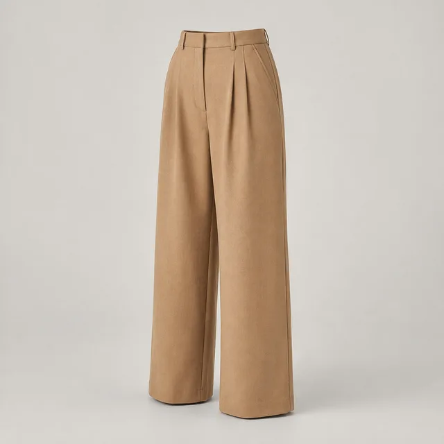 Camel wide-leg trousers