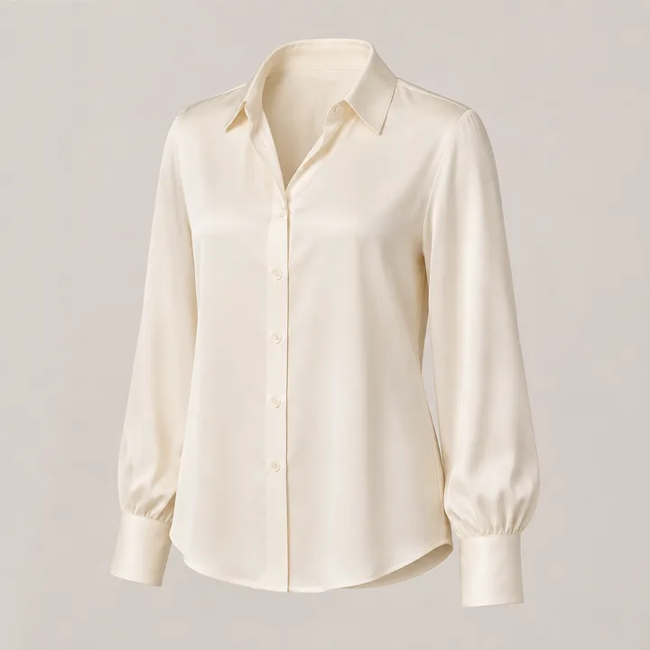 Ivory silk-blend blouse